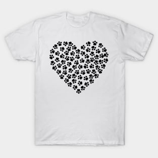 CAT PAWS HEART Black Cat Lovers T-Shirt